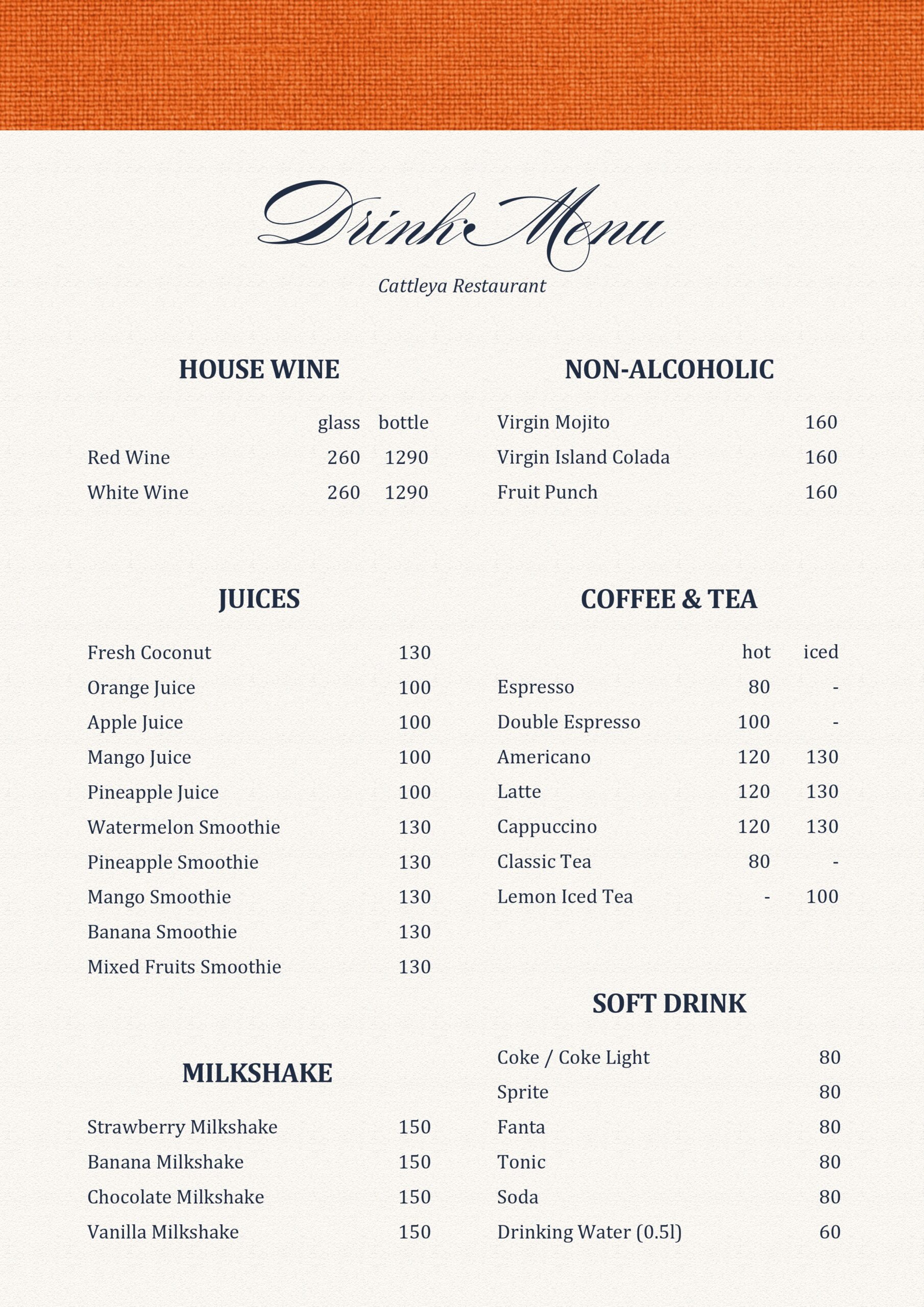 drink menu 2026 cattleya 2
